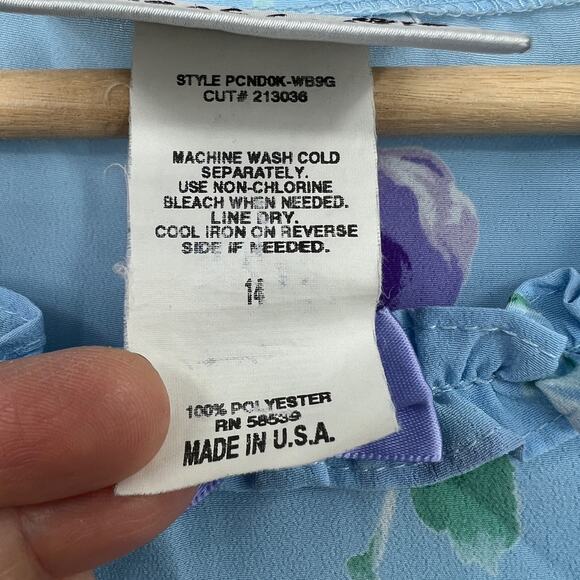 SPEECHLESS XS American VINTAGE 90s Blue Floral Dress Knee Length Babydoll - Picture 8 of 8